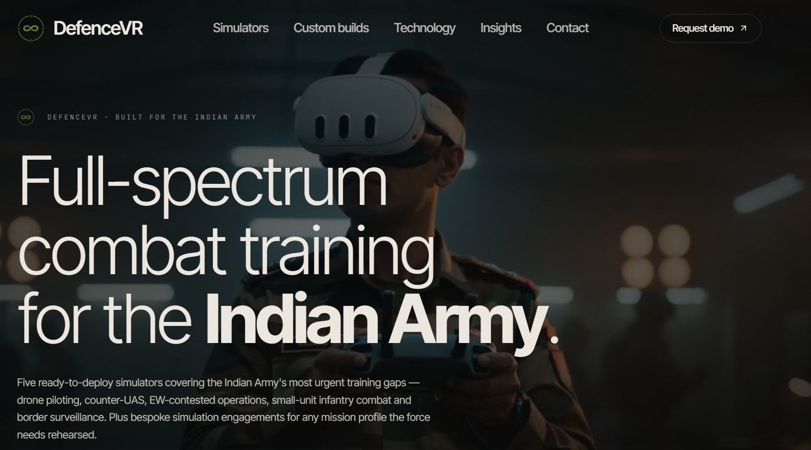 DefenceVR website preview
